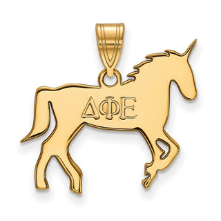 Sterling Silver Gold-plated LogoArt Delta Phi Epsilon Sorority Symbol Medium Pendant