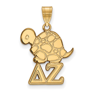 Sterling Silver Gold-plated LogoArt Delta Zeta Sorority Symbol Medium Pendant