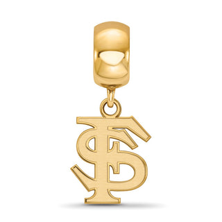 Sterling Silver Gold-plated LogoArt Florida State University F-S Small Dangle Bead Charm