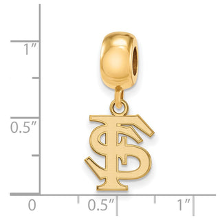 Sterling Silver Gold-plated LogoArt Florida State University F-S Small Dangle Bead Charm