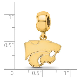 Sterling Silver Gold-plated LogoArt Kansas State University Wildcat Small Dangle Bead Charm