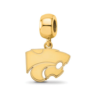 Sterling Silver Gold-plated LogoArt Kansas State University Wildcat Small Dangle Bead Charm
