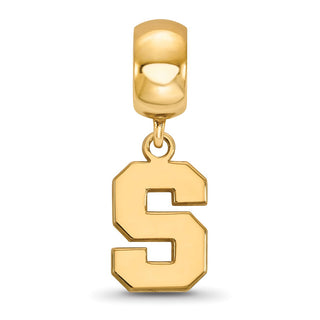 Sterling Silver Gold-plated LogoArt Michigan State University Letter S Small Dangle Bead Charm