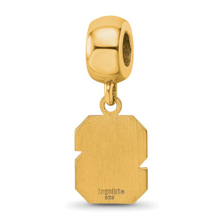 Sterling Silver Gold-plated LogoArt North Carolina State University N-C-S Small Dangle Bead Charm