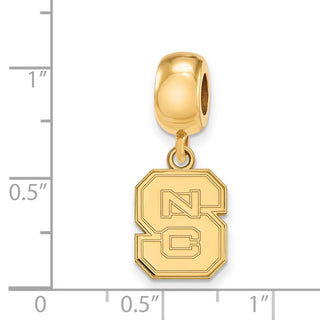 Sterling Silver Gold-plated LogoArt North Carolina State University N-C-S Small Dangle Bead Charm