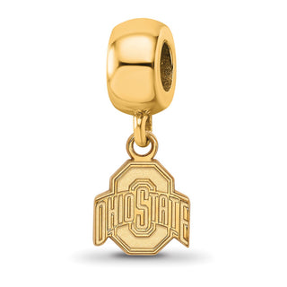 Sterling Silver Gold-plated LogoArt The Ohio State University Extra Small Dangle Bead Charm