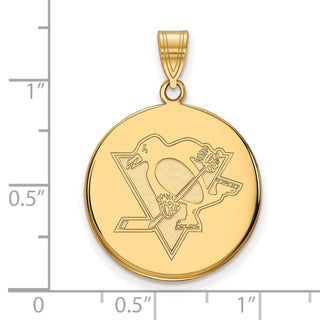 14k Gold NHL LogoArt Pittsburgh Penguins Large Disc Pendant