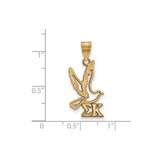 Sterling Silver Gold-plated LogoArt Sigma Kappa Sorority Symbol Medium Pendant