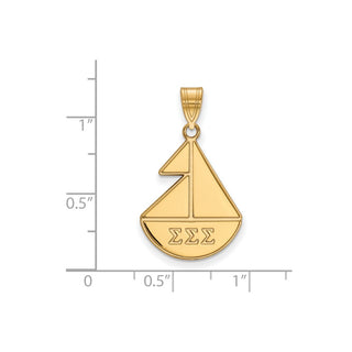 Sterling Silver Gold-plated LogoArt Sigma Sigma Sigma Sorority Symbol Medium Pendant