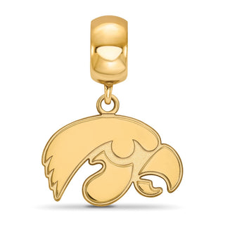 Sterling Silver Gold-plated LogoArt University of Iowa Hawk Small Dangle Bead Charm