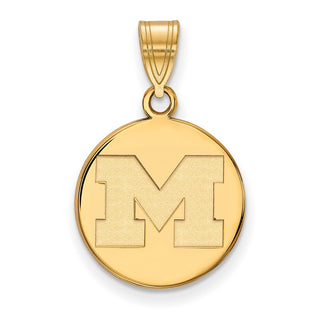 Sterling Silver Gold-plated LogoArt University of Michigan Letter M Medium Disc Pendant