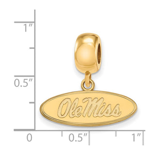 Sterling Silver Gold-plated LogoArt University of Mississippi Ole Miss Small Oval Dangle Bead Charm