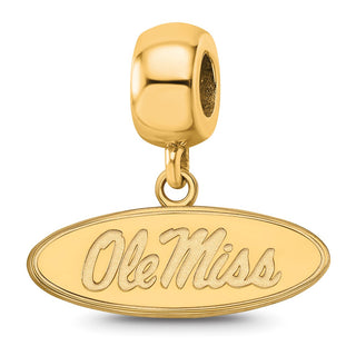 Sterling Silver Gold-plated LogoArt University of Mississippi Ole Miss Small Oval Dangle Bead Charm