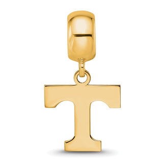 Sterling Silver Gold-plated LogoArt University of Tennessee Letter T Small Dangle Bead Charm
