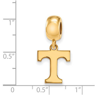 Sterling Silver Gold-plated LogoArt University of Tennessee Letter T Small Dangle Bead Charm