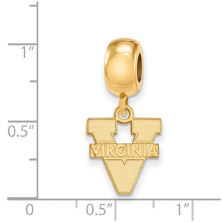 Sterling Silver Gold-plated LogoArt University of Virginia Small Dangle Bead Charm