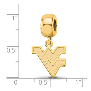 Sterling Silver Gold-plated LogoArt West Virginia University W-V Small Dangle Bead Charm