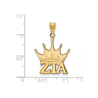 Sterling Silver Gold-plated LogoArt Zeta Tau Alpha Sorority Symbol Medium Pendant