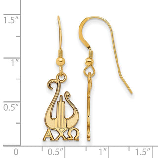Sterling Silver Gold-plated LogoArt Alpha Chi Omega Sorority Symbol Medium Dangle Wire Earrings