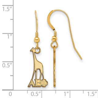 Sterling Silver Gold-plated LogoArt Alpha Epsilon Phi Sorority Symbol Small Dangle Wire Earrings