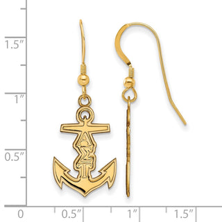 Sterling Silver Gold-plated LogoArt Alpha Sigma Tau Sorority Symbol Small Dangle Wire Earrings