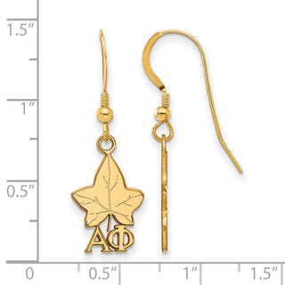 Sterling Silver Gold-plated LogoArt Alpha Phi Sorority Symbol Small Dangle Wire Earrings