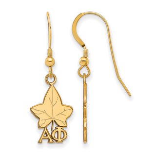 Sterling Silver Gold-plated LogoArt Alpha Phi Sorority Symbol Small Dangle Wire Earrings