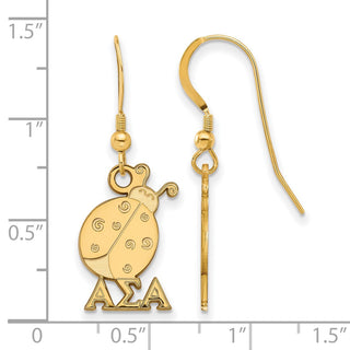 Sterling Silver Gold-plated LogoArt Alpha Sigma Alpha Sorority Symbol Small Dangle Wire Earrings