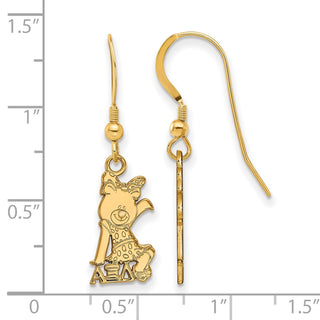 Sterling Silver Gold-plated LogoArt Alpha Xi Delta Sorority Symbol Small Dangle Wire Earrings