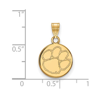 10k Gold LogoArt Clemson University Tiger Paw Small Disc Pendant