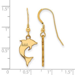 Sterling Silver Gold-plated LogoArt Delta Delta Delta Sorority Symbol Small Dangle Wire Earrings
