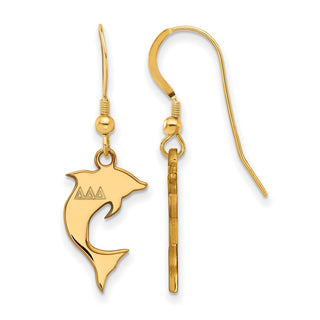 Sterling Silver Gold-plated LogoArt Delta Delta Delta Sorority Symbol Small Dangle Wire Earrings