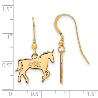 Sterling Silver Gold-plated LogoArt Delta Phi Epsilon Sorority Symbol Small Dangle Wire Earrings