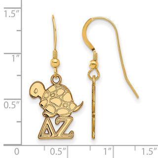 Sterling Silver Gold-plated LogoArt Delta Zeta Sorority Symbol Small Dangle Wire Earrings