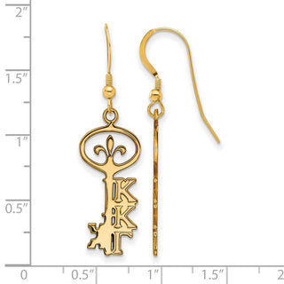 Sterling Silver Gold-plated LogoArt Kappa Kappa Gamma Sorority Symbol Small Dangle Wire Earrings