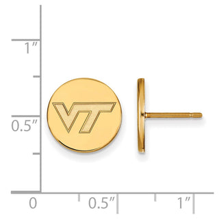 Sterling Silver Gold-plated LogoArt Virginia Tech V-T Small Disc Earrings