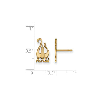 Sterling Silver Gold-plated LogoArt Alpha Chi Omega Sorority Symbol Small Post Earrings