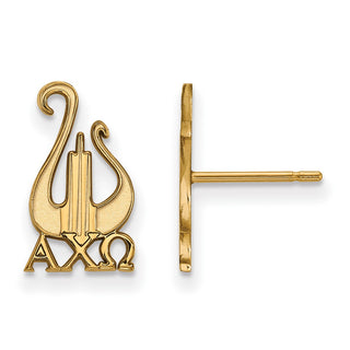 Sterling Silver Gold-plated LogoArt Alpha Chi Omega Sorority Symbol Small Post Earrings