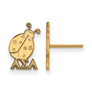 Sterling Silver Gold-plated LogoArt Alpha Sigma Alpha Sorority Symbol Extra Small Post Earrings