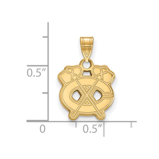 14k Gold NHL LogoArt Chicago Blackhawks Letter C and Tomahawk Small Pendant