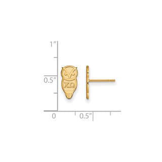 Sterling Silver Gold-plated LogoArt Chi Omega Sorority Symbol Extra Small Post Earrings