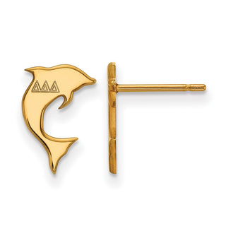 Sterling Silver Gold-plated LogoArt Delta Delta Delta Sorority Symbol Extra Small Post Earrings