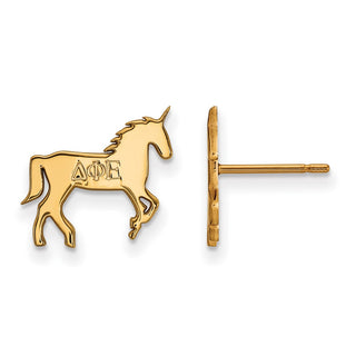 Sterling Silver Gold-plated LogoArt Delta Phi Epsilon Sorority Symbol Extra Small Post Earrings