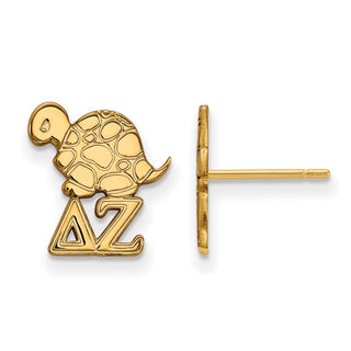 Sterling Silver Gold-plated LogoArt Delta Zeta Sorority Symbol Extra Small Post Earrings