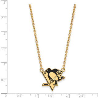 Sterling Silver Gold-plated NHL LogoArt Pittsburgh Penguins Large Enameled Pendant 18 inch Necklace