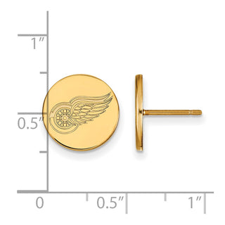 Sterling Silver Gold-plated NHL LogoArt Detroit Red Wings Small Disc Post Earrings