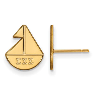 Sterling Silver Gold-plated LogoArt Sigma Sigma Sigma Sorority Symbol Extra Small Post Earrings