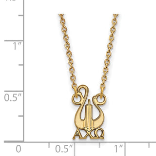 Sterling Silver Gold-plated LogoArt Alpha Chi Omega Sorority Symbol Small Pendant 18 inch Necklace