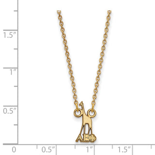 Sterling Silver Gold-plated LogoArt Alpha Epsilon Phi Sorority Symbol Extra Small Pendant 18 inch Necklace