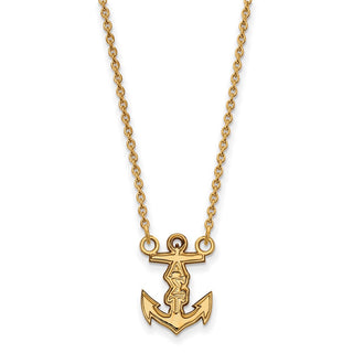 Sterling Silver Gold-plated LogoArt Alpha Sigma Tau Sorority Symbol Extra Small Pendant 18 inch Necklace